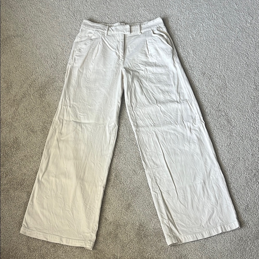 American Eagle Outfitters Cream Wide Leg Pants